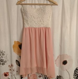 Twofer Crochet Chiffon Strappy Open Back Dress